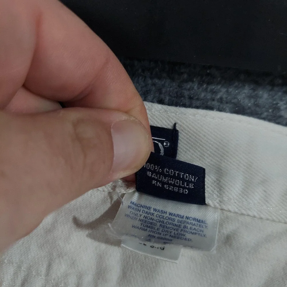 Vintage Lands' End Jeans Mens Fits 34x30 White Square Rigger Denim 5 Pocket USA